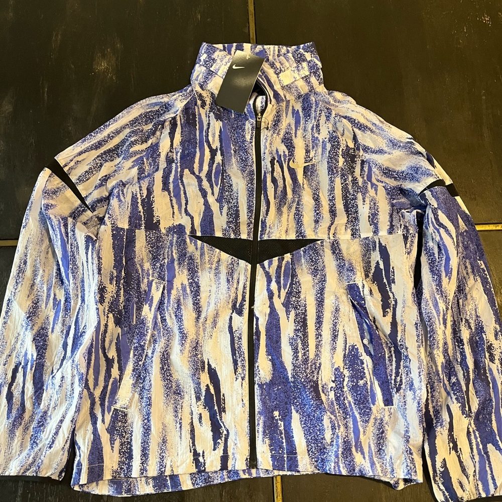 Nike Blue and White Patterned Track Jacket